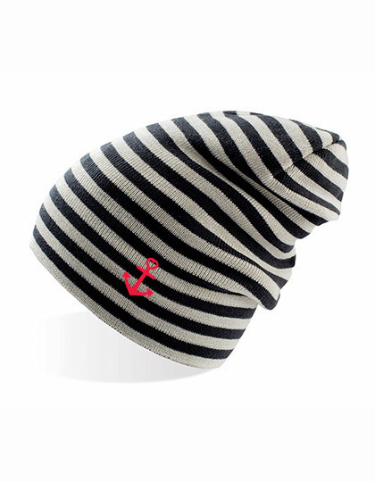 Beanie "SAILOR" mit Anker, gestreift